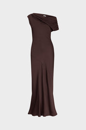 Vanessa Satin Dress - Mocha brun