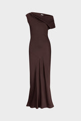 Vanessa Satin Dress - Mocha brun