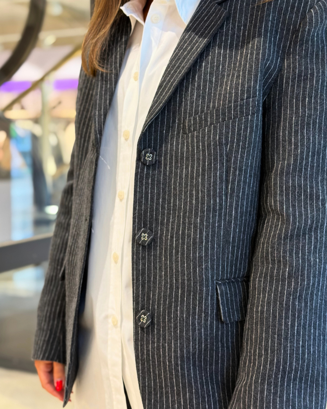 Pinstripe Flannel Blazer Phantom