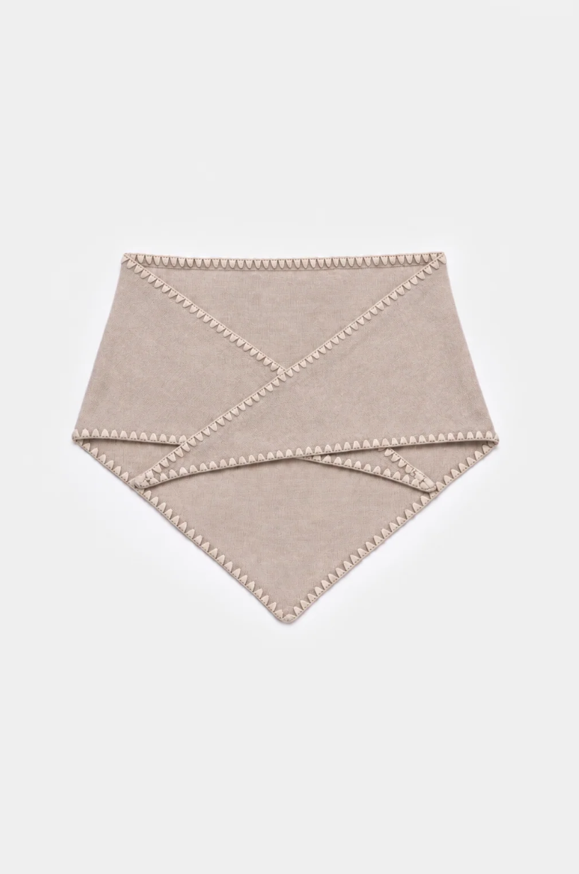 Mina Stitched Merino Scarf Lt. Sand