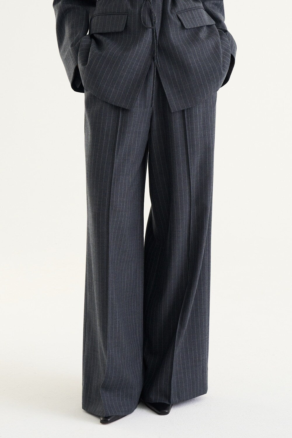 Linn Trousers Grey Pinstripe
