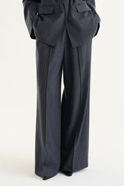 Linn Trousers Grey Pinstripe