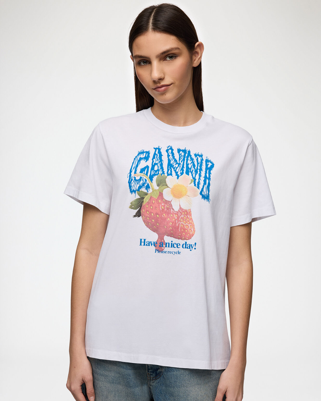 Basic Cotton Jersey Strawberry White
