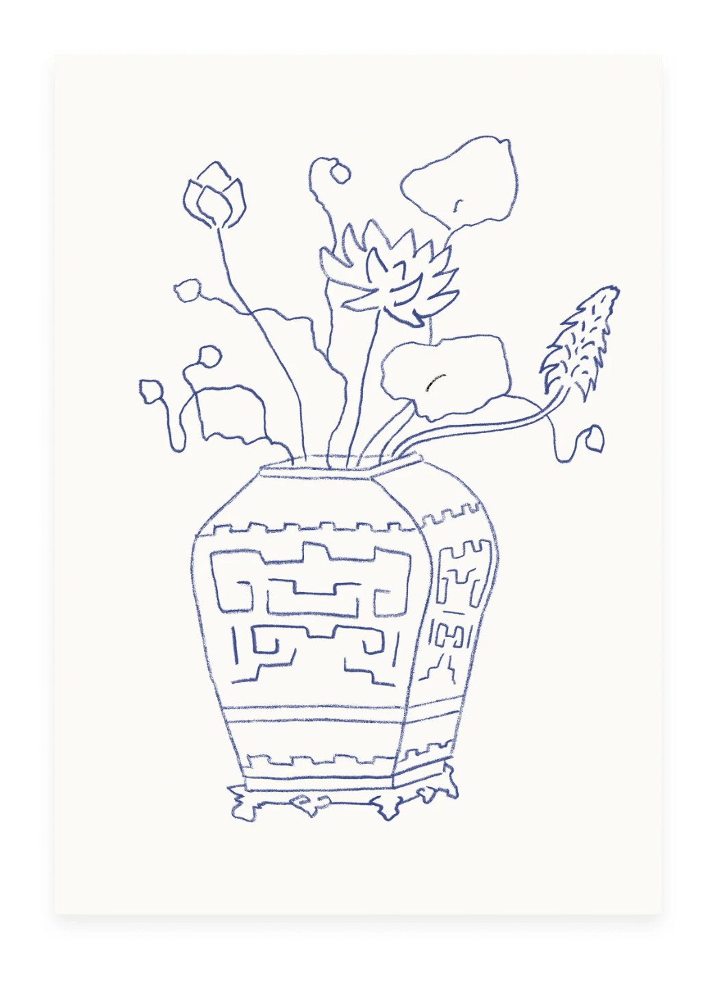 Postcard Vase with Lotus