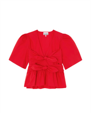 Cotton Poplin Bow Blouse