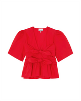 Cotton Poplin Bow Blouse