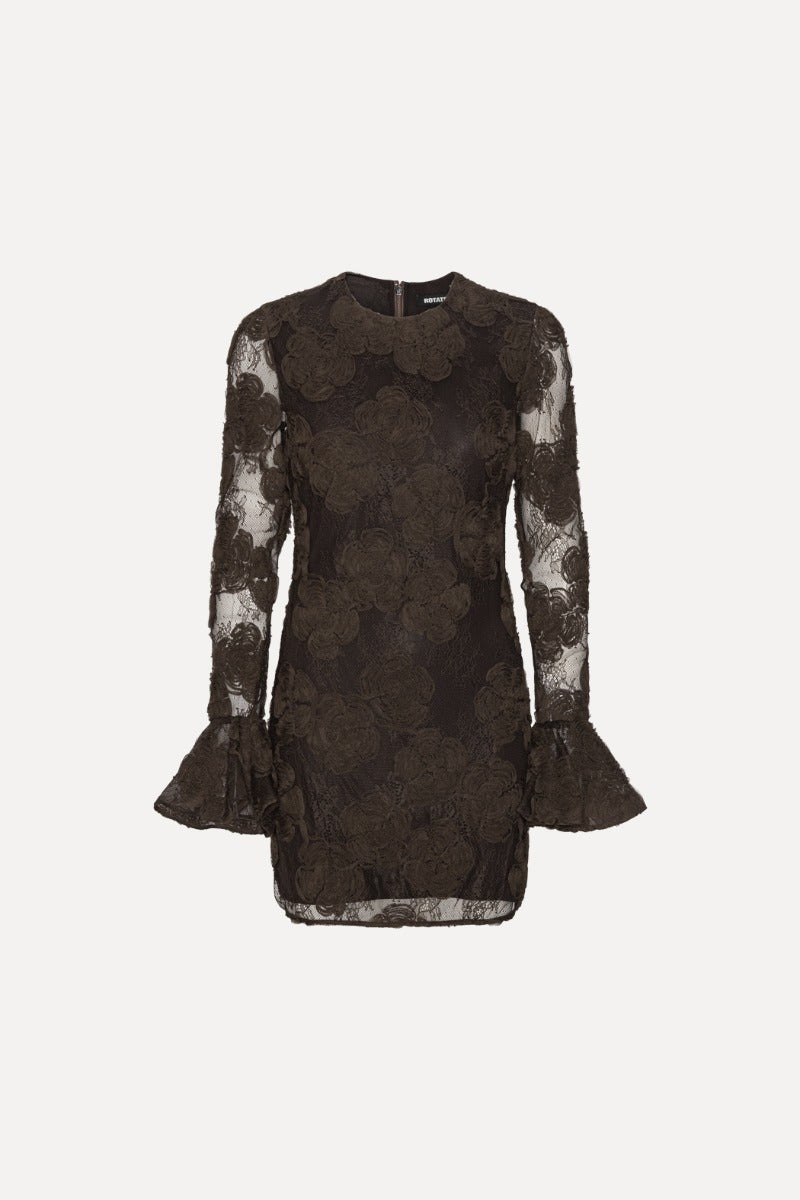 3D Flower Ls Mini Dress