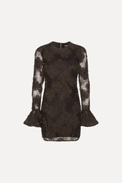 3D Flower Ls Mini Dress