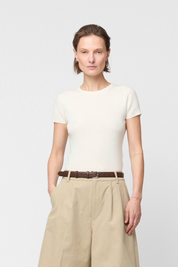 Rib Knit Cap Sleeve t-skjorte