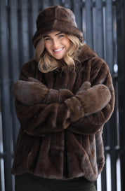 Velvet Fur Hoodie Cocoa