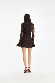 3D Flower Ls Mini Dress