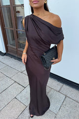 Vanessa Satin Dress Mocha brun