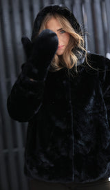 Luxe Fluffy Mittens Black
