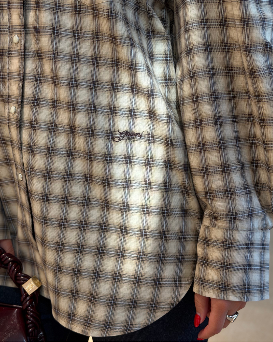 Light Check Flannel Pleated Sleeve Shirt