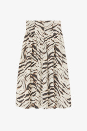 Zebra Printed Stretch Cotton Long Skirt