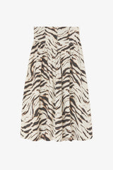 Zebra Printed Stretch Cotton Long Skirt
