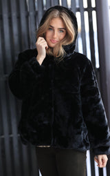 Velvet Fur Hoodie Black