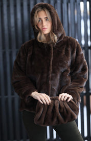 Velvet Fur Hoodie Cocoa