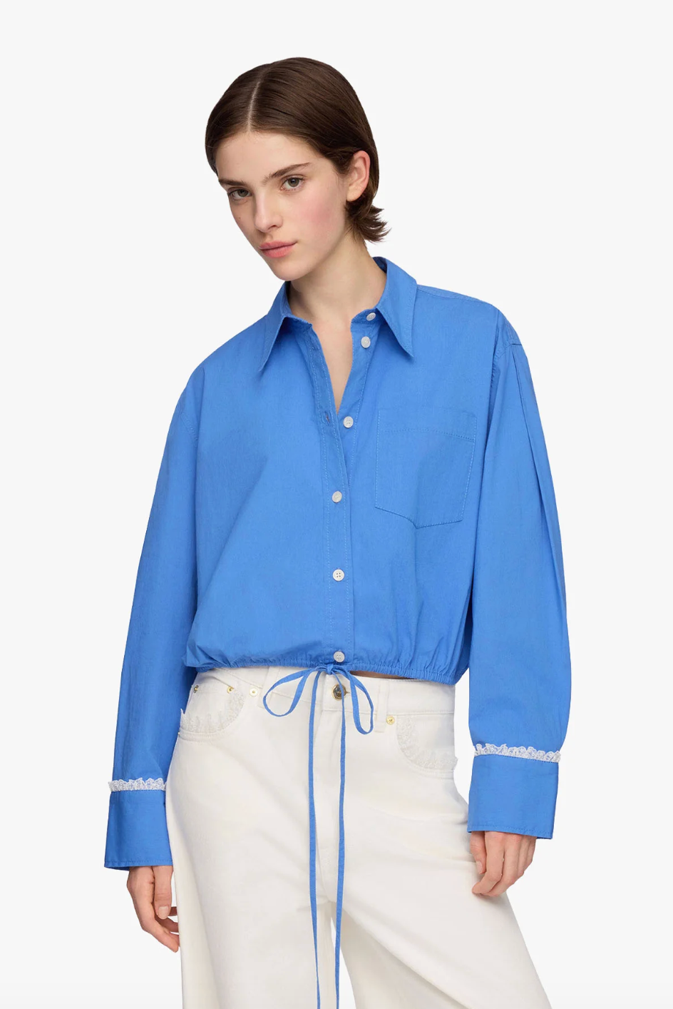 Stretch Cotton Cropped Bowling Shirt