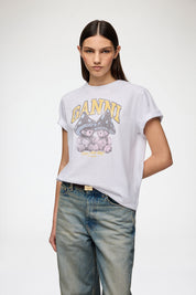 Basic Cotton Relaxed T-shirt Teddy Mushrooms Bright White