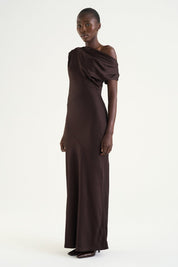 Vanessa Satin Dress - Mocha brun