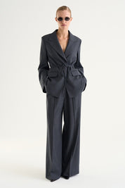 Linn Trousers Grey Pinstripe