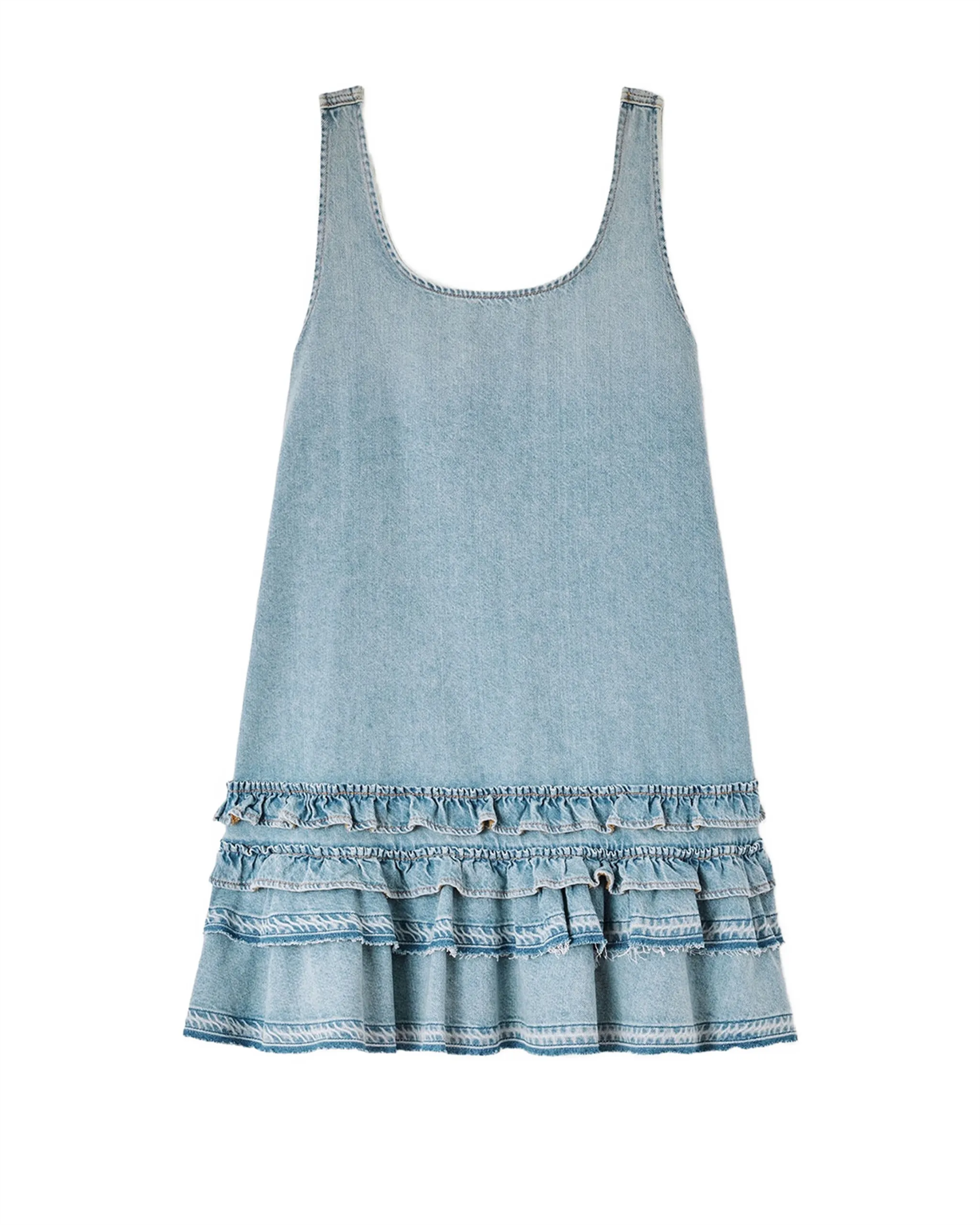 Lightweight Denim Frill Mini Dress