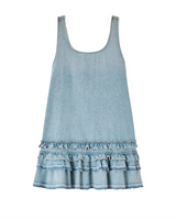 Lightweight Denim Frill Mini Dress