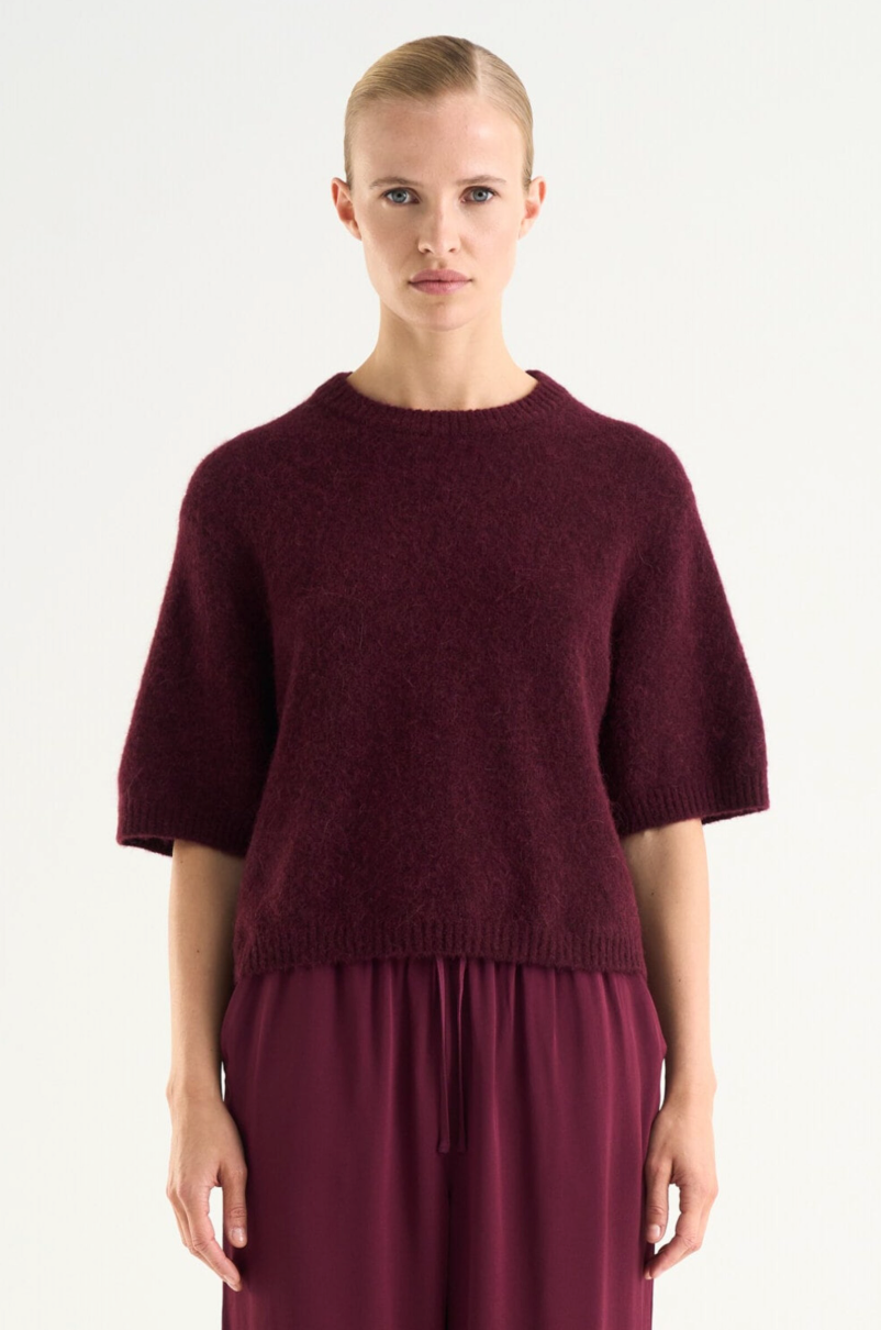 Madina Short Sleeve Knit Burgundy