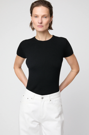 Rib Knit Cap Sleeve t-skjorte