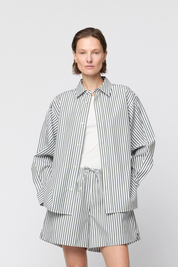 Coastal Shirt Olive and White Stripe