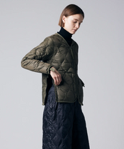 Military V Neck Down Jacket Khaki Olive