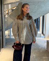Light Check Flannel Pleated Sleeve Shirt