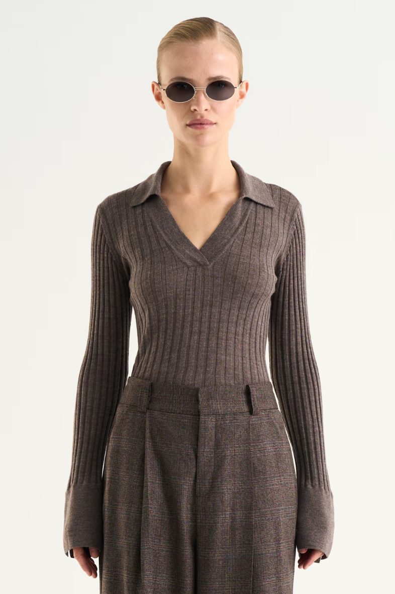 Veloria Knitted Top Dk Taupe