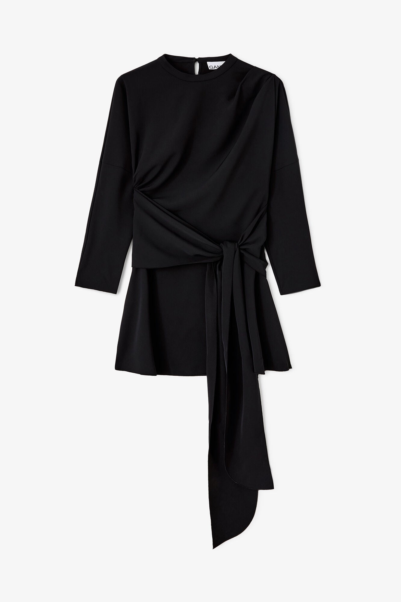 Cady Crepe Draped Mini Dress Black