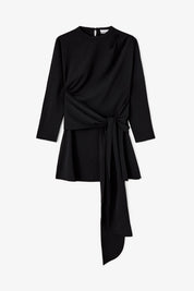 Cady Crepe Draped Mini Dress Black