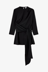 Cady Crepe Draped Mini Dress Black
