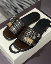 Sue Triple Flat Mule Crinkle