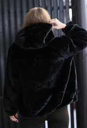 Velvet Fur Hoodie Black
