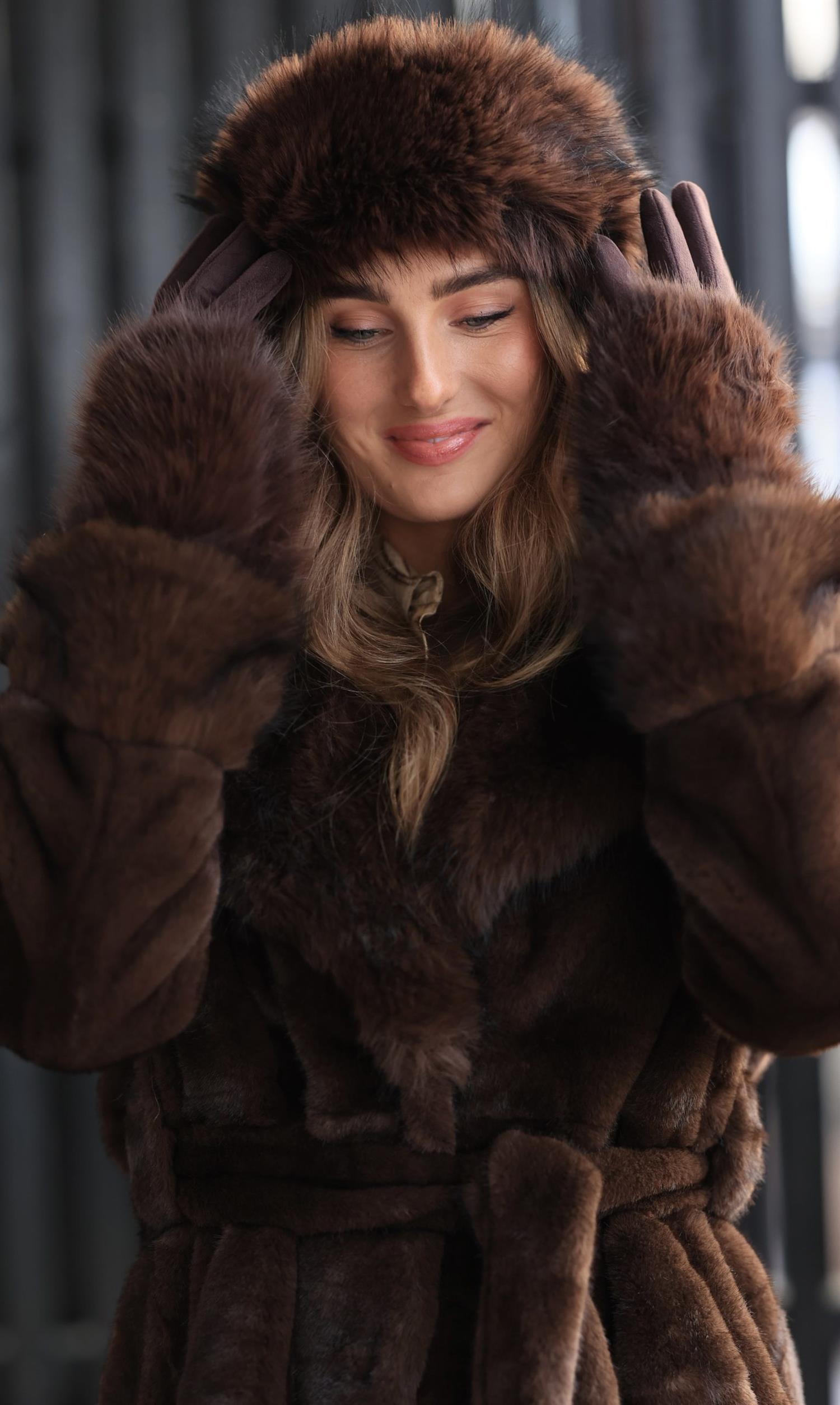 Luxe Fur Gloves Cocoa