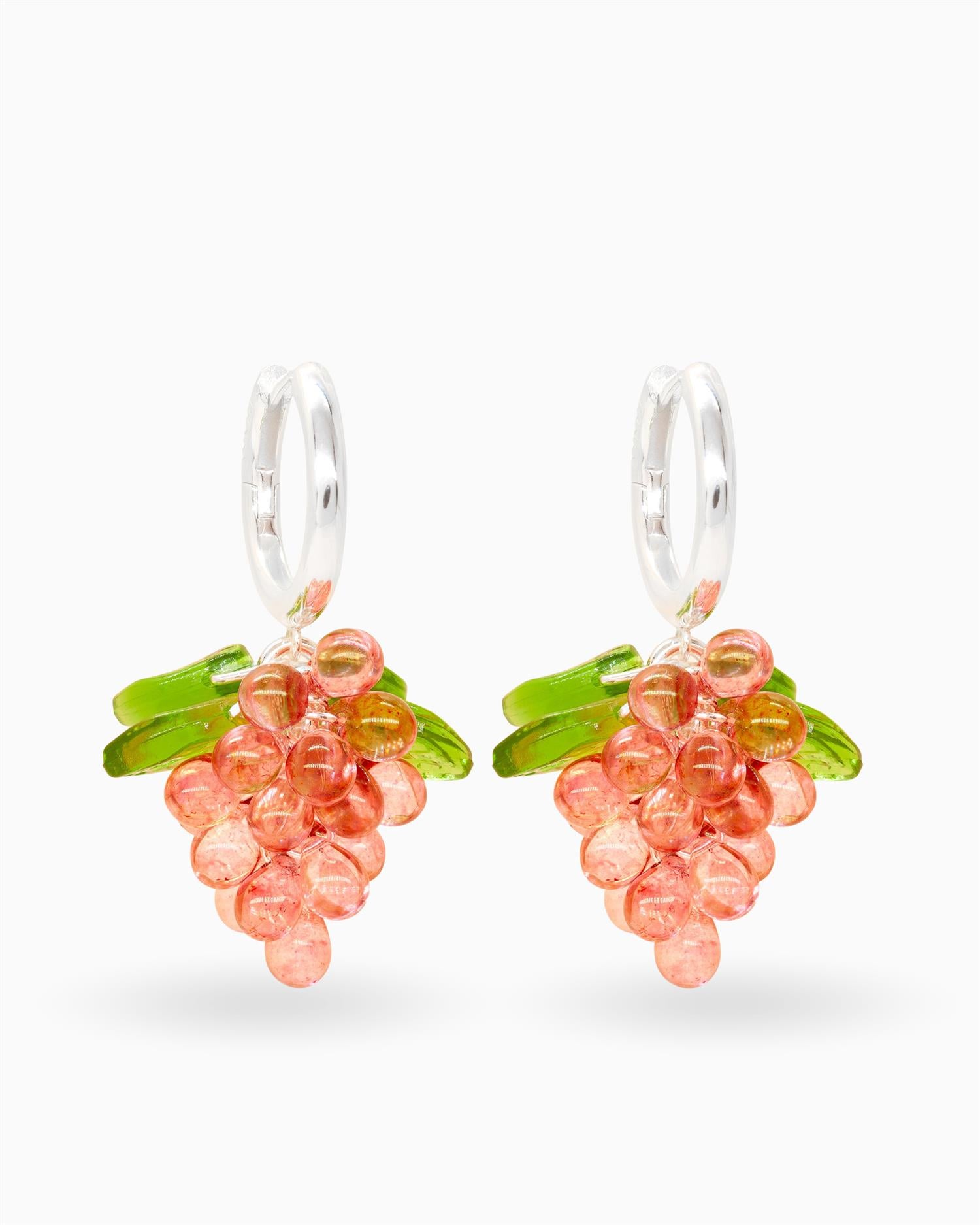 Raspberry Jelly Earrings in Silver