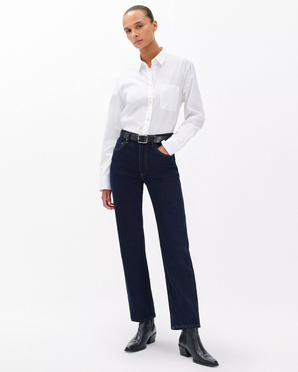 Harlow Mid-Rise Ankle Straight Dark Rinse