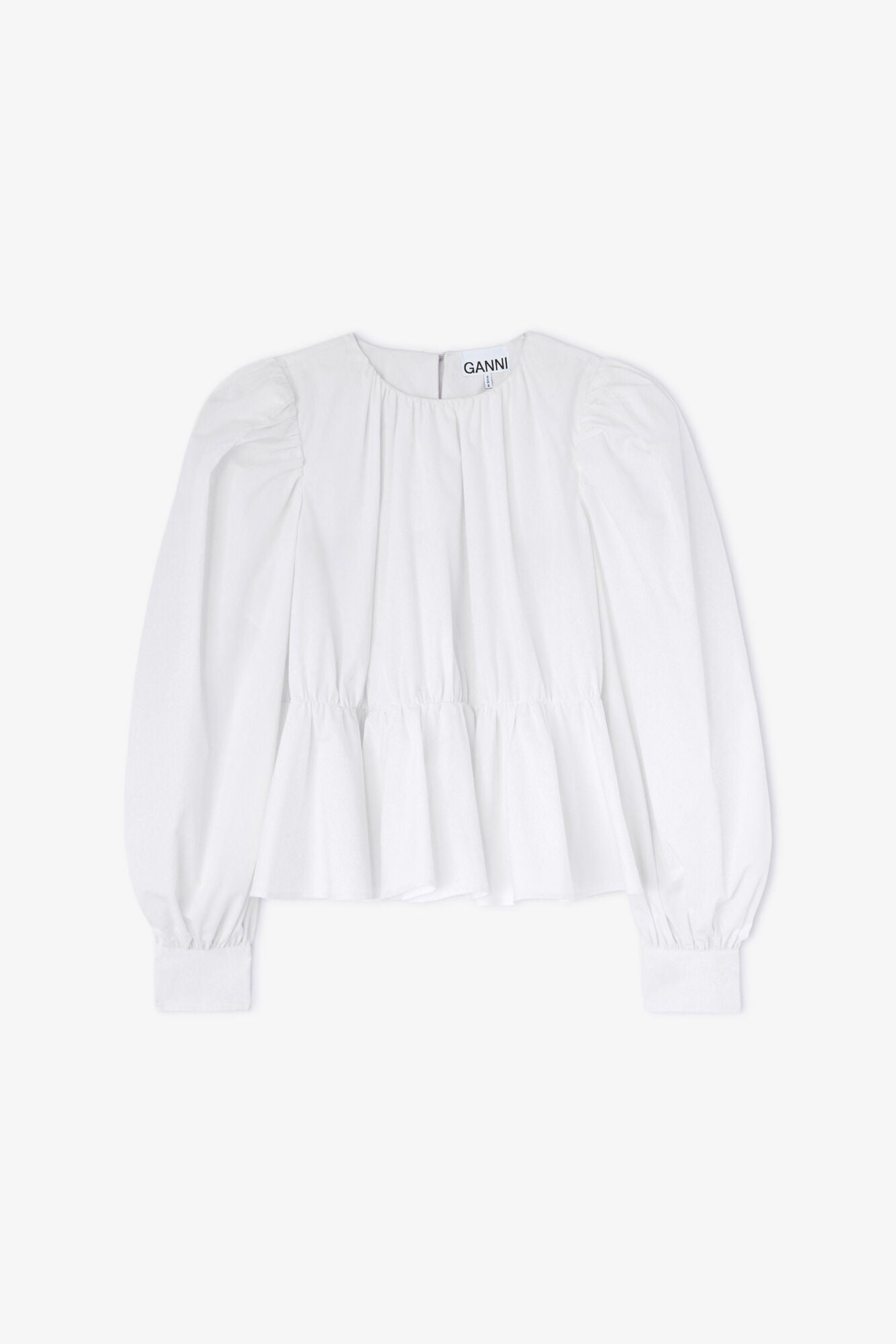 Compact Poplin Gathered Peplum Blouse Bright White