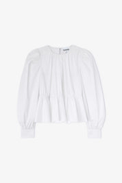 Compact Poplin Gathered Peplum Blouse Bright White