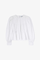 Compact Poplin Gathered Peplum Blouse Bright White