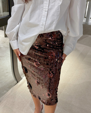Sequins Midi Skirt Chicory Coffee