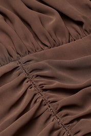 LS Pleated Blouse Chestnut