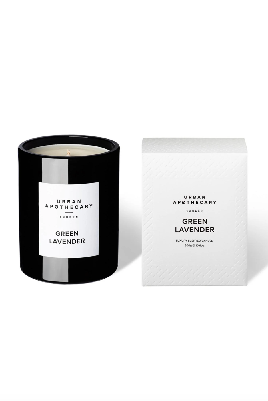 Black Glass Candle 300g - 60t - Green Lavender