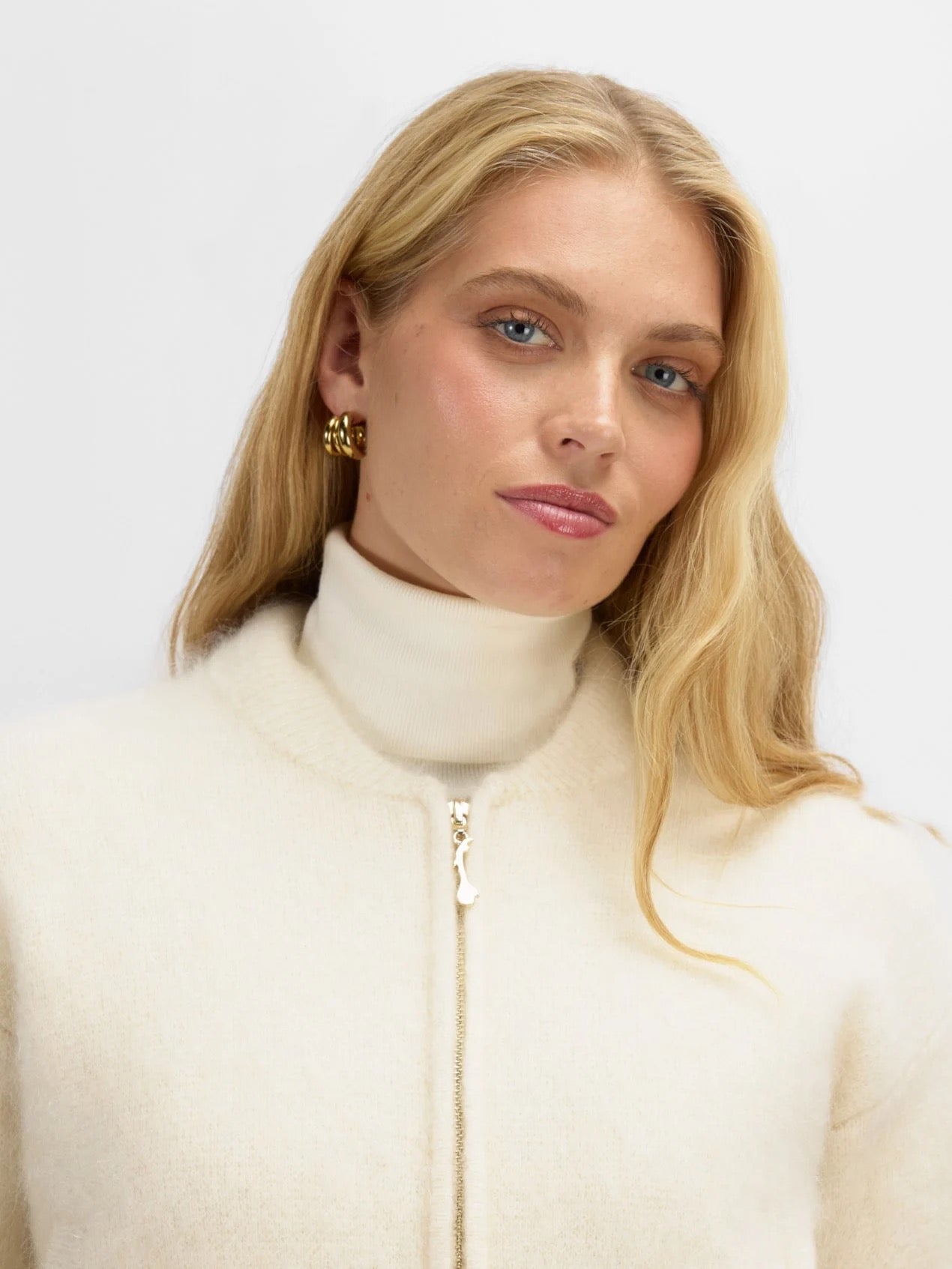 Tinden Knitted Bomber Jacket Snow White