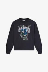 Basic Cotton Jersey Longsleeve Flower Print Phantom